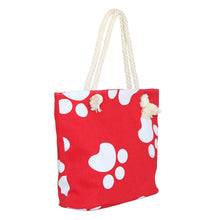 Load image into Gallery viewer, Premium Dog Cat Puppy Kitty Animal Paws Print Cotton Canvas Tote Shoulder Bag Handbag
