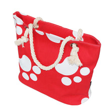 Load image into Gallery viewer, Premium Dog Cat Puppy Kitty Animal Paws Print Cotton Canvas Tote Shoulder Bag Handbag
