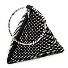 Load image into Gallery viewer, Rhinestone Mesh Triangle Pyramid Clutch Full Crystal Soft Wristlet Handbag
