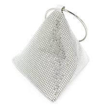 Load image into Gallery viewer, Rhinestone Mesh Triangle Pyramid Clutch Full Crystal Soft Wristlet Handbag
