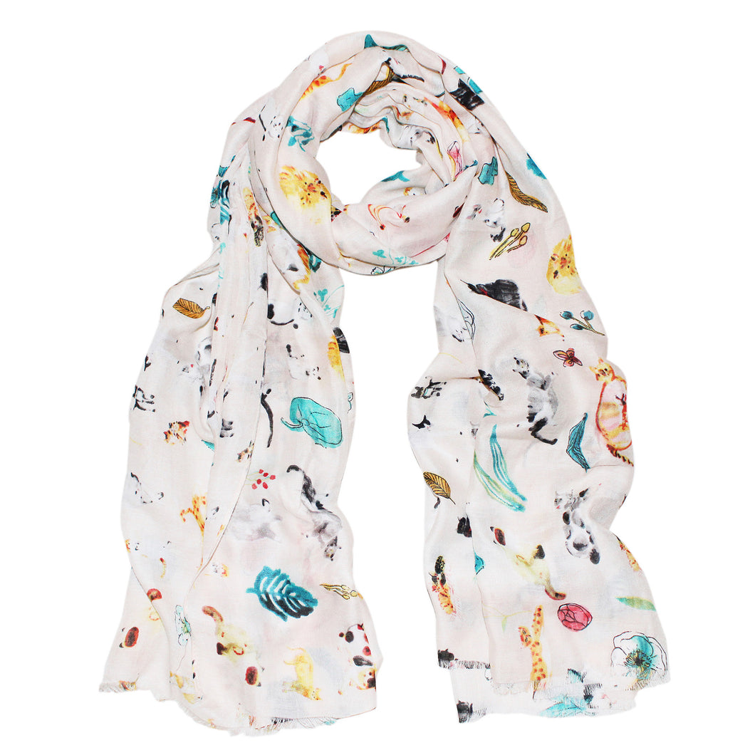 Premium Kitty Cat Print Cotton Blend Scarf Wrap - Different Colors