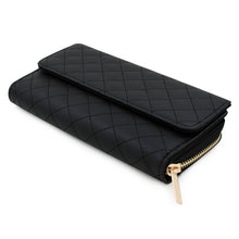 Load image into Gallery viewer, Premium Saffiano Vegan PU Leather Flap Wallet Zip Around Clutch Phone Organizer
