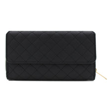 Load image into Gallery viewer, Premium Saffiano Vegan PU Leather Flap Wallet Zip Around Clutch Phone Organizer
