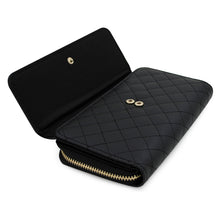 Load image into Gallery viewer, Premium Saffiano Vegan PU Leather Flap Wallet Zip Around Clutch Phone Organizer
