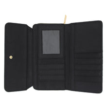 Load image into Gallery viewer, Premium Saffiano Vegan PU Leather Flap Wallet Zip Around Clutch Phone Organizer
