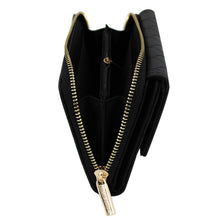 Load image into Gallery viewer, Premium Saffiano Vegan PU Leather Flap Wallet Zip Around Clutch Phone Organizer
