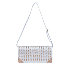 Load image into Gallery viewer, Premium Large PU Leather Studded Front Flap Clutch Bag Handbag
