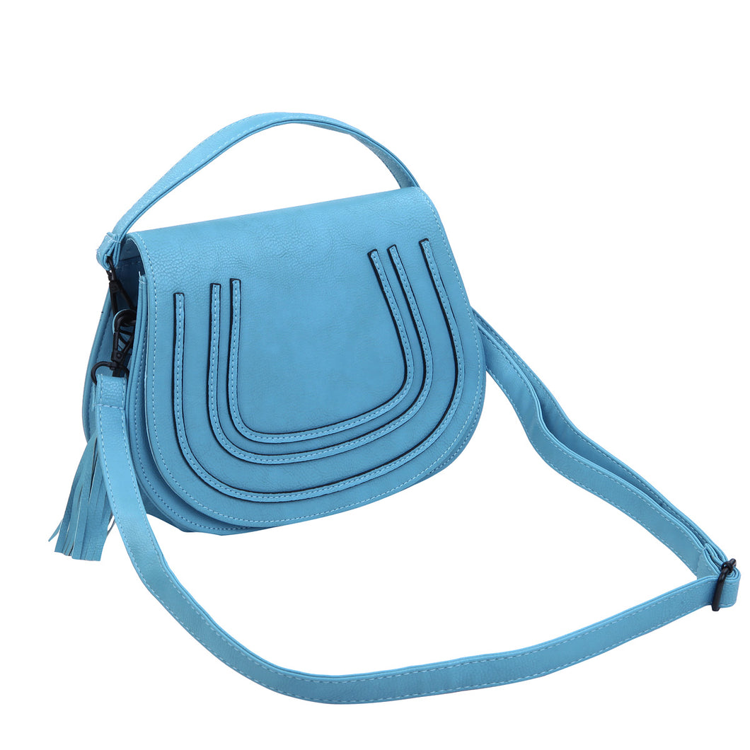 Premium Textured PU Leather Flap Saddle Crossbody Shoulder Bag