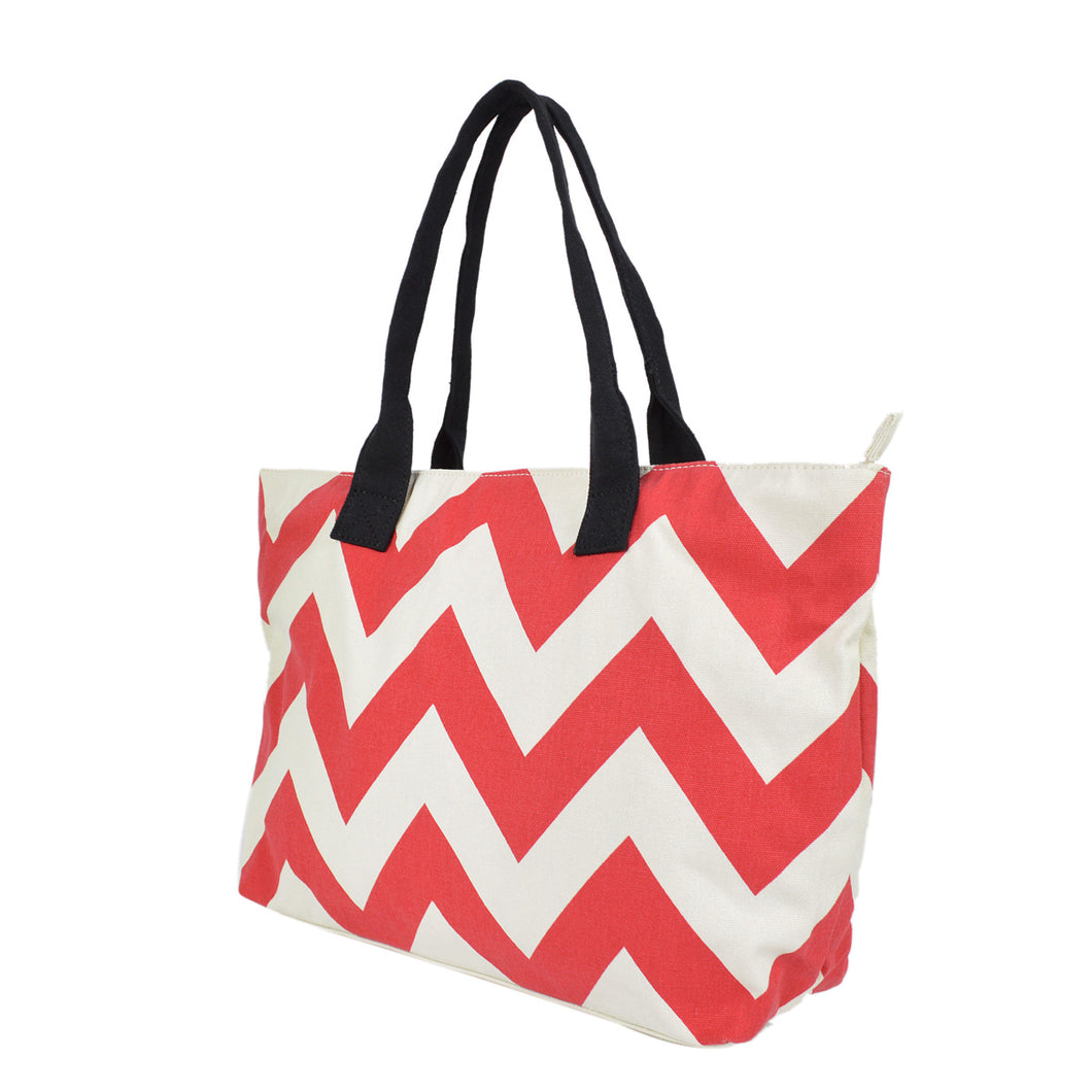 Premium Chevron Zig Zag Canvas Tote Shoulder Bag Handbag - 2 Colors Avail