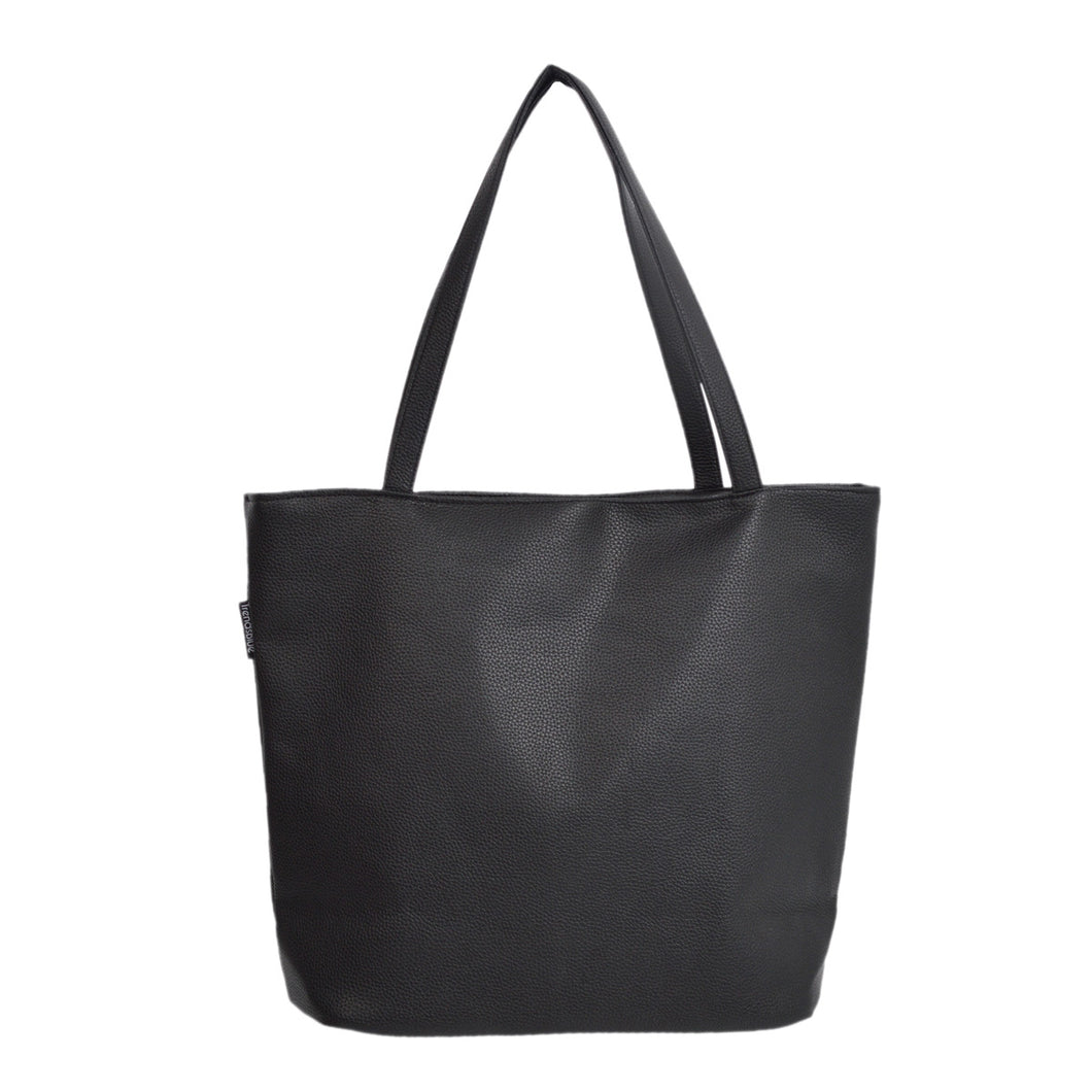 Premium Large Solid Color PU Faux Leather Tote Shoulder Bag Handbag