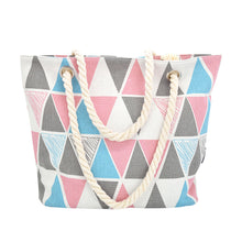 Load image into Gallery viewer, Premium Multi-Color Geometric Triangle Cotton Canvas Tote Shoulder Bag Handbag
