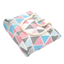 Load image into Gallery viewer, Premium Multi-Color Geometric Triangle Cotton Canvas Tote Shoulder Bag Handbag
