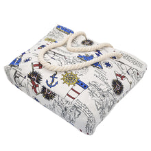 Load image into Gallery viewer, Premium Bon Voyage Ship Anchor Rudder Cotton Canvas Tote Shoulder Bag Handbag
