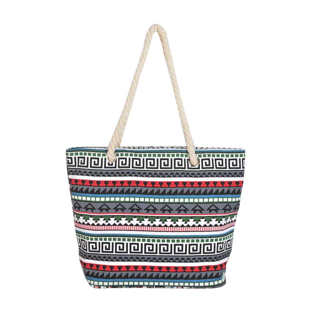 Premium Large Tribal Aztec Geometric Bohemian Canvas Tote Shoulder Bag Handbag