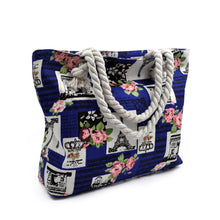 Load image into Gallery viewer, Paris Eiffel Tower Music Notes Floral Print Canvas Tote Shoulder Bag Handbag
