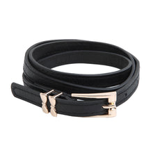 Load image into Gallery viewer, Women&#39;s Leather Double Bow Buckle Skinny Fashion Belt
