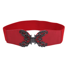 Load image into Gallery viewer, Premium Butterfly Floral Buckle Wide Elastic Stretch Waist Belt Waistband
