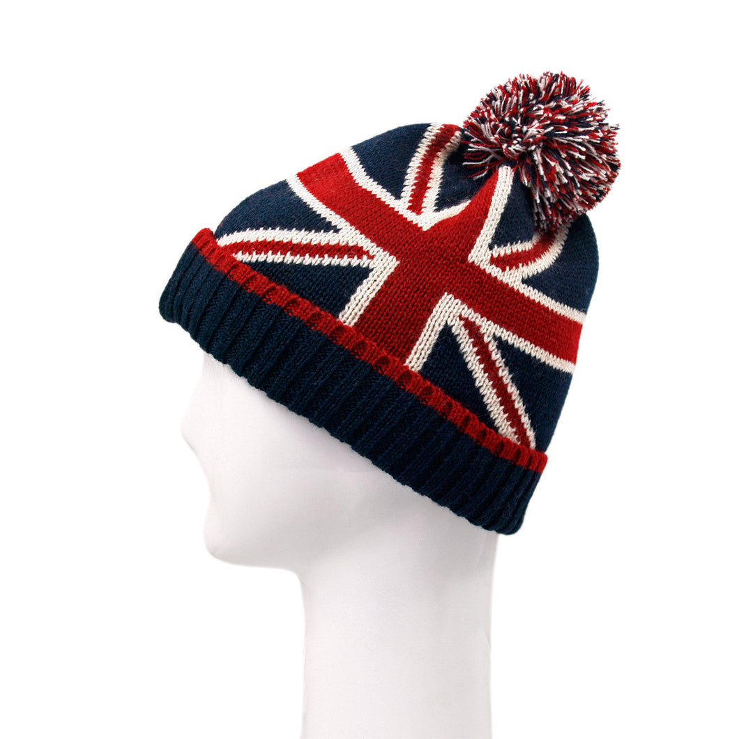 Premium Unisex Warm Knit Union Jack UK British Flag Beanie Hat