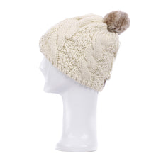 Load image into Gallery viewer, Premium Twist Cable Knit Solid Color Winter Beanie Hat w- Pom Pom- Diff Colors
