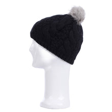 Load image into Gallery viewer, Premium Twist Cable Knit Solid Color Winter Beanie Hat w- Pom Pom- Diff Colors
