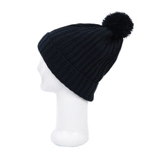 Load image into Gallery viewer, Premium Unisex Ribbed Knit Solid Color Winter Beanie Hat w- Pom Pom
