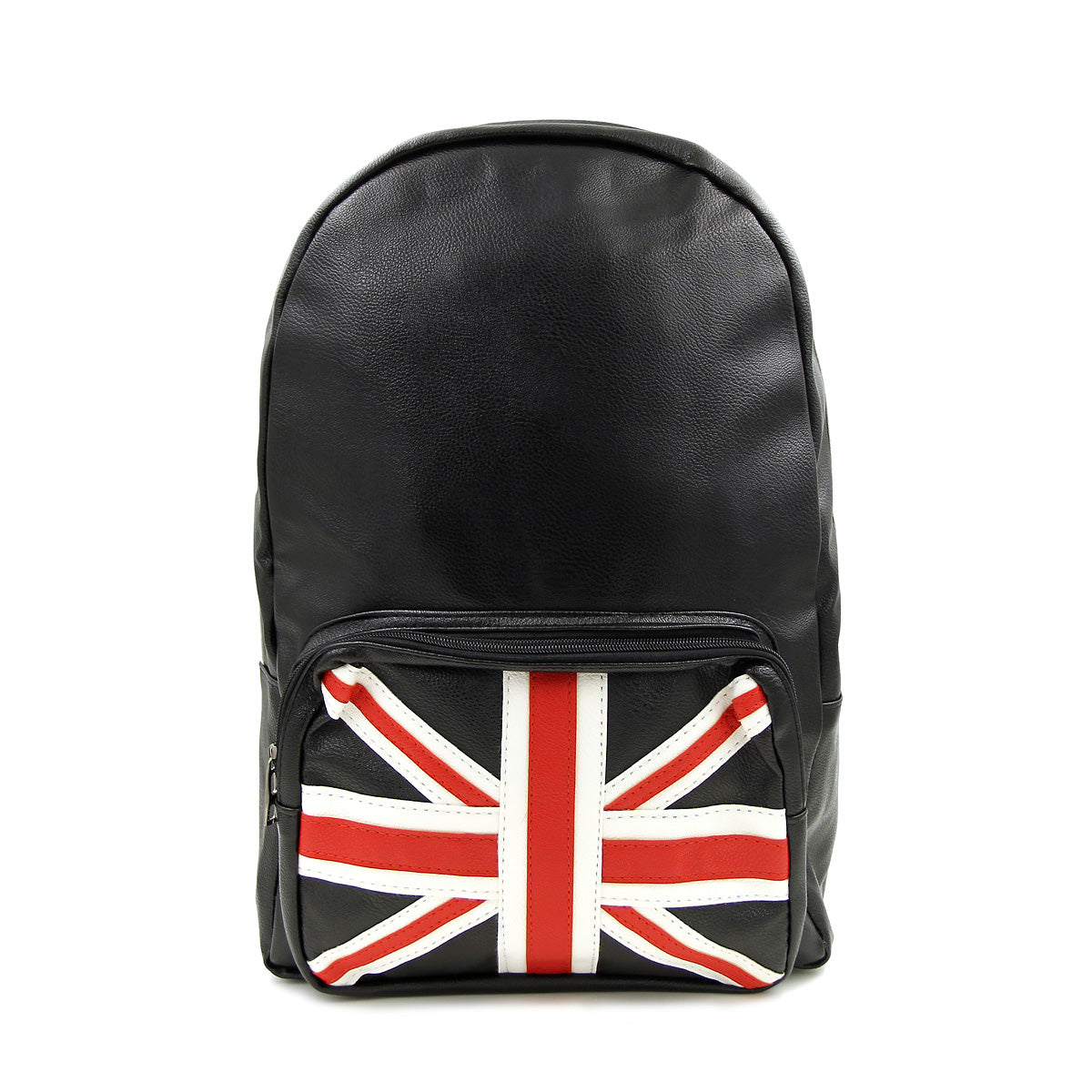 Premium Union Jack UK Flag Studded Black PU Leather Backpack School Sh –