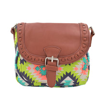 Load image into Gallery viewer, Small Bohemian Tribal Style Aztec Print Flap Crossbody Saddle Shoulder Bag
