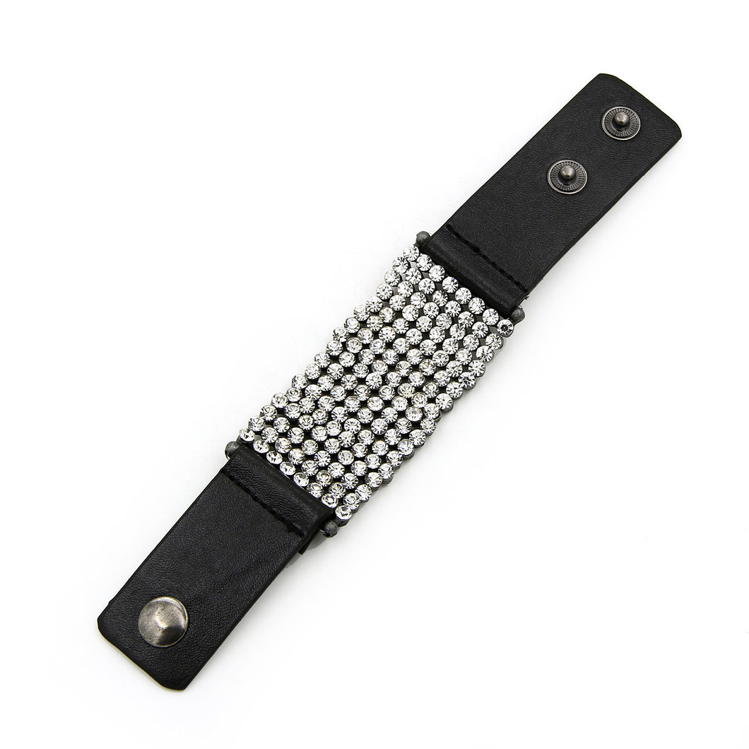 Premium Rhinestones PU Leather Bracelet