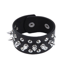 Load image into Gallery viewer, Premium Black Spike Studded PU Leather Bracelet
