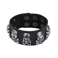 Load image into Gallery viewer, Premium Leather Vintage Pirate Skull Crossbones Studded Bracelet
