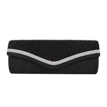 Load image into Gallery viewer, Elegant 2-Way Metallic Glitter Pleated Crystal Clutch Evening Bag
