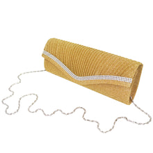 Load image into Gallery viewer, Elegant 2-Way Metallic Glitter Pleated Crystal Clutch Evening Bag
