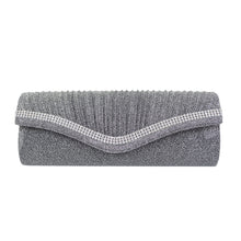 Load image into Gallery viewer, Elegant 2-Way Metallic Glitter Pleated Crystal Clutch Evening Bag
