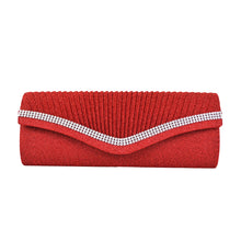 Load image into Gallery viewer, Elegant 2-Way Metallic Glitter Pleated Crystal Clutch Evening Bag
