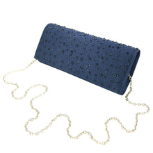 Load image into Gallery viewer, Elegant Satin Flap Crystal Clutch Evening Bag

