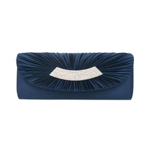 Load image into Gallery viewer, Elegant Pleated Satin Flap Crystal Clutch Evening Bag
