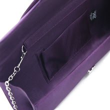 Load image into Gallery viewer, Elegant Pleated Satin Flap Rhinestones Bow Clutch Evening Bag
