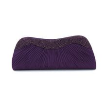 Load image into Gallery viewer, Elegant Pleated Satin &amp; Crystal Hard Clutch Evening Bag
