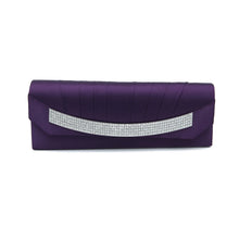 Load image into Gallery viewer, Elegant Pleated Satin Flap Rhinestones Clutch Evening Bag
