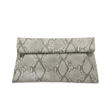 Load image into Gallery viewer, Premium Snakeskin PU Leather Roll Up Flap Clutch Evening Bag
