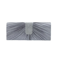 Load image into Gallery viewer, Elegant Classic Pleated Satin Flap Rhinestones Clutch Evening Bag - Diff Colors
