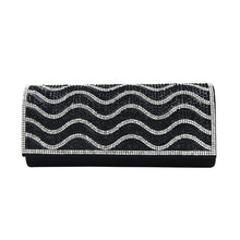 Load image into Gallery viewer, Rhinestones &amp; Pearl Beads Wave Front Glitter Shine Clutch Evening Bag

