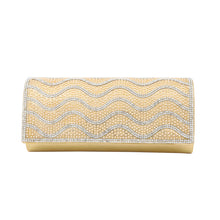 Load image into Gallery viewer, Rhinestones &amp; Pearl Beads Wave Front Glitter Shine Clutch Evening Bag
