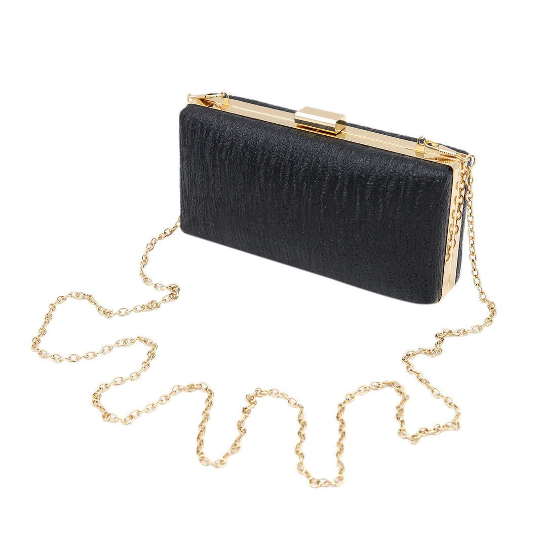 Elegant Small Solid Color PU Leather Shine Hard Clutch Evening Bag Handbag