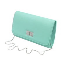 Load image into Gallery viewer, Premium Solid Color PU Leather Turnlock Flap Clutch Bag Handbag

