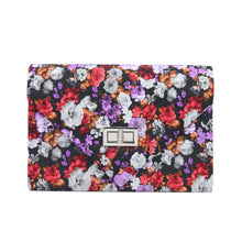 Load image into Gallery viewer, Elegant PU Leather Floral Turnlock Flap Clutch Bag Handbag
