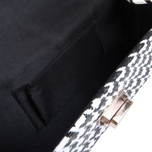 Load image into Gallery viewer, Classic Houndstooth Turnlock Flap Straw Clutch Bag Handbag
