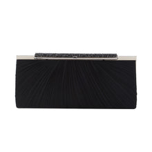 Load image into Gallery viewer, Elegant Pleated Satin w- Crystal Top Hard Frame Clutch Evening Bag - Diff Colors
