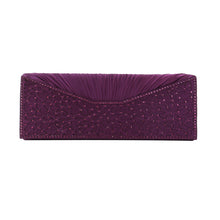 Load image into Gallery viewer, Elegant Pleated Satin Floral Crystal Flap Clutch Evening Bag
