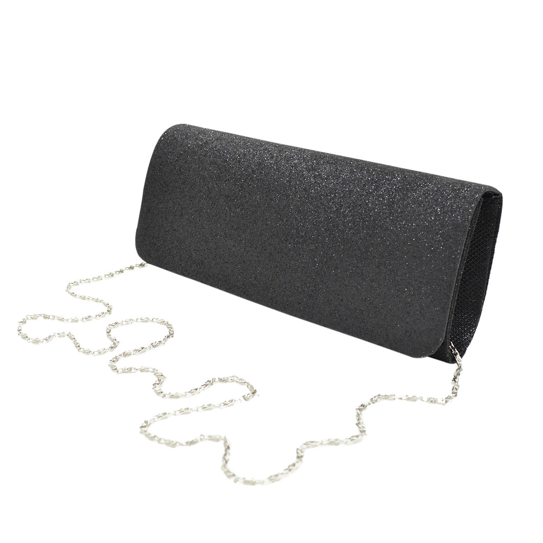 Premium Large Metallic Glitter Flap Clutch Evening Bag Handbag - Diff Colors